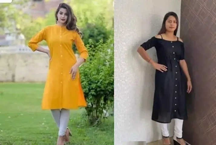 Stylish Rayon Solid Kurta For Women Pack Of 2