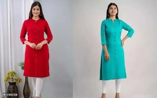 Stylish Multicoloured Rayon Solid Kurta For Women Pack Of 2