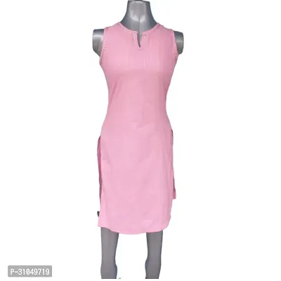 Stylish Pink Crepe Solid Kurta For Women-thumb0