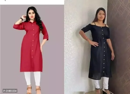 Stylish Multicoloured Rayon Solid Kurta For Women Pack Of 2