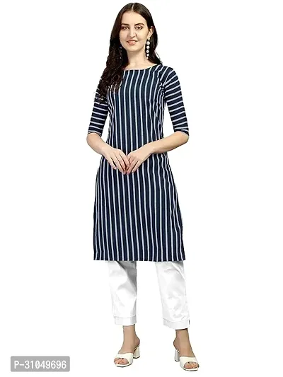 Stylish Blue Crepe Solid Kurta For Women