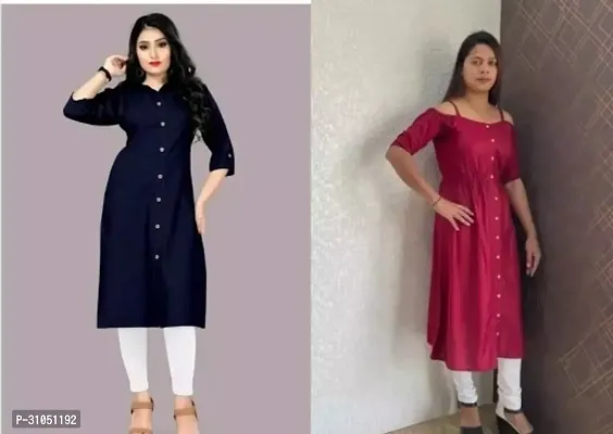 Stylish Multicoloured Rayon Solid Kurta For Women Pack Of 2