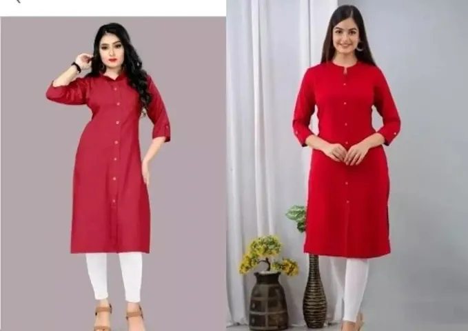 Stylish Rayon Solid Kurta For Women Pack Of 2