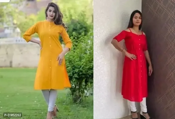 Stylish Multicoloured Rayon Solid Kurta For Women Pack Of 2