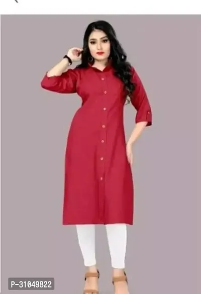 Stylish Maroon Crepe Solid Kurta For Women-thumb0