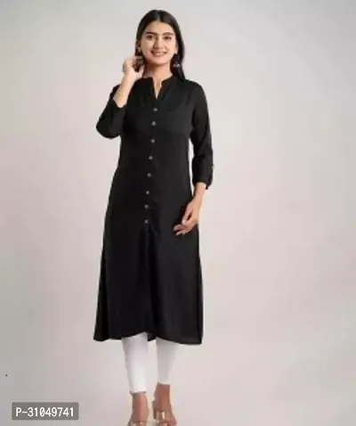 Stylish Black Crepe Solid Kurta For Women-thumb0