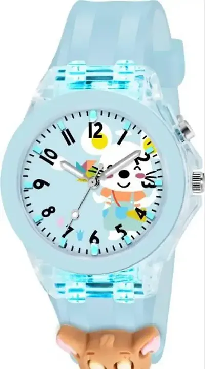 Motugaju LED Luminous Child Kids Children Cute Cartoon Color Lights Rubber Strap Analog Watch for Girls Multi-Function Watch for Kids Boys and Girls