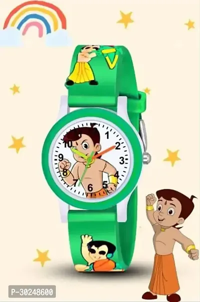 Green Chota Bheem Design Unisex Kids Watch Pack of 1-thumb0