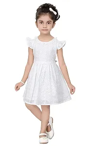 Stylish Cotton Blend Embroidered Fit And Flare Dress For Girls-thumb2