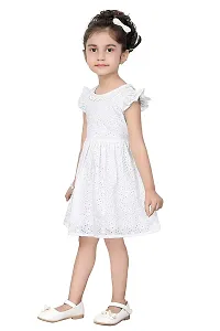 Stylish Cotton Blend Embroidered Fit And Flare Dress For Girls-thumb1