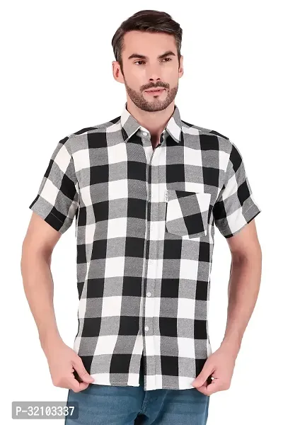 Stylish Multicoloured Cotton Checked Short Sleeves Shirt For Men-thumb0