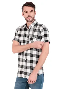 White  Black Checked Half Sleeves Shirt-thumb2