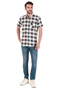 White  Black Checked Half Sleeves Shirt-thumb3