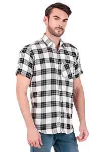 White  Black Checked Half Sleeves Shirt-thumb4