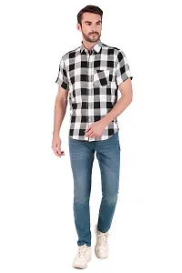 Black  White Checked Half Sleeves Shirt-thumb2