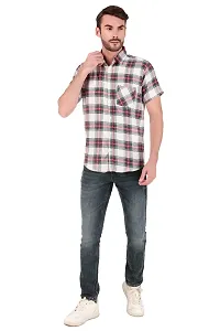 White Multi Checked Half Sleeves Shirt-thumb1