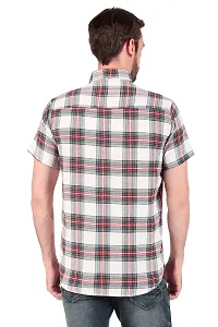 White Multi Checked Half Sleeves Shirt-thumb2