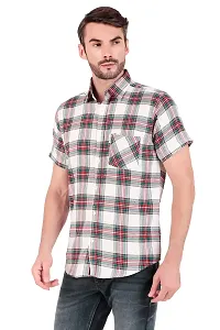 White Multi Checked Half Sleeves Shirt-thumb3