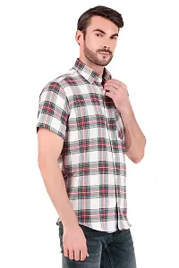 White Multi Checked Half Sleeves Shirt-thumb4