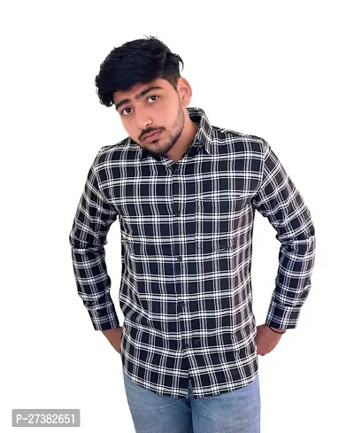 Reliable Black Cotton Checked Long Sleeves Casual Shirts For Men