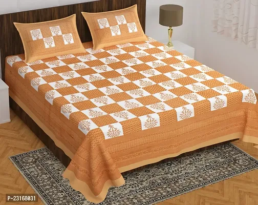 Stylish Cotton Double Bedsheet with Two Pillow Covers-thumb0