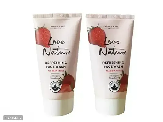 love nature refreshing face wash with organic strawberry