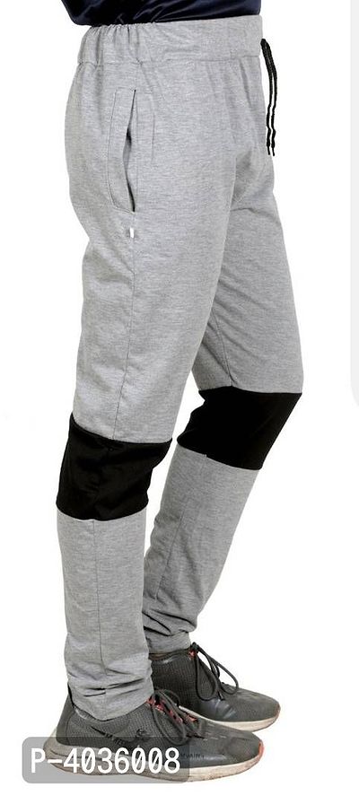 Men's Grey Self Pattern Cotton Comfort Fit Joggers-thumb0
