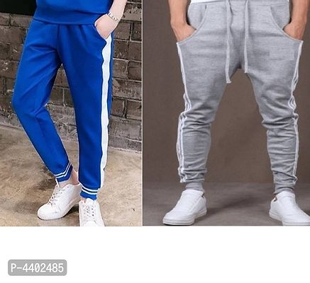 Classy Multicoloured Cotton Blend Slim Solid Knit Jogger For Men (Combo Of 2)-thumb0