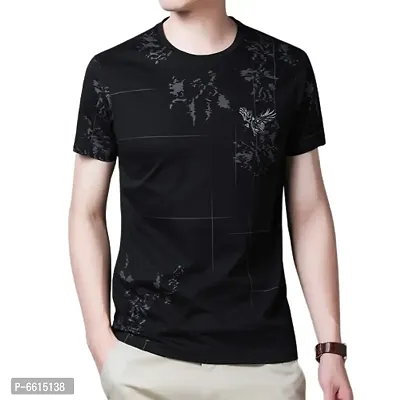 Trendy stylish best selling black printed T shirt-thumb0