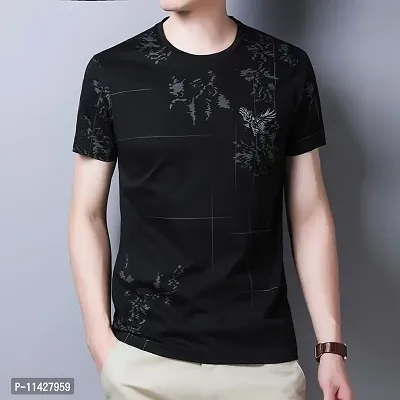 Black printed men T shirt-thumb0