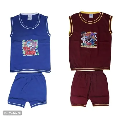 Fabulous Cotton Printed T-Shirts With Shorts For Boys Pack Of 2-thumb0