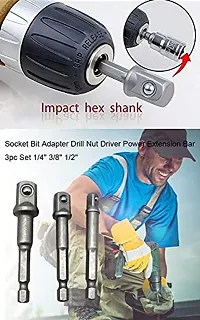 H9 1/4-Inch Hex Shank to Square Head Drive 1/4 3/8 1/2 Insert for power Drill to Quick Change Nut-thumb3