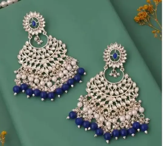 Plated Traditional Meenakari Pearl Earrings for Women And Girls