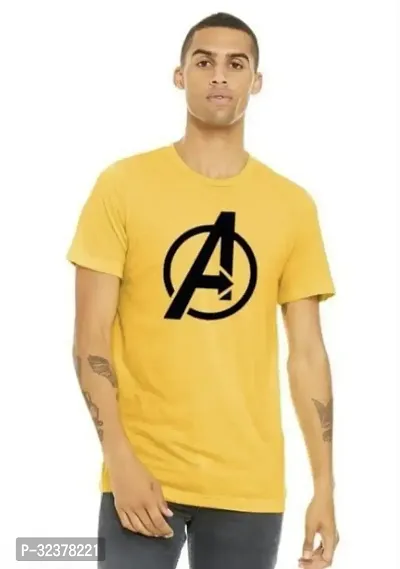 Stylish Yellow Polyester T-Shirt For Men-thumb0