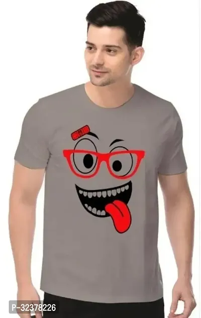 Stylish Grey Polyester T-Shirt For Men-thumb0