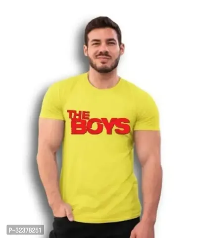 Stylish Yellow Polyester T-Shirt For Men-thumb0