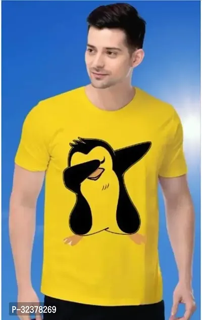 Stylish Yellow Polyester T-Shirt For Men-thumb0