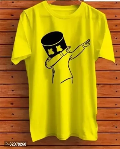 Stylish Yellow Polyester T-Shirt For Men-thumb0