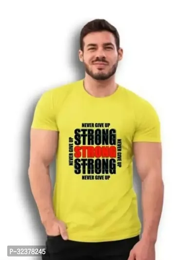 Stylish Yellow Polyester T-Shirt For Men-thumb0