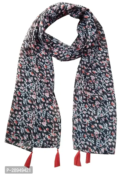 JVNINE Women Printed Scarf Stole With Tassels-thumb0