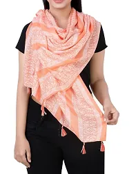 Women Printed Scarf Stole with Tassels-thumb1