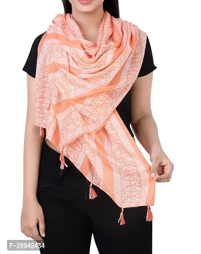 Women Printed Scarf Stole with Tassels-thumb2