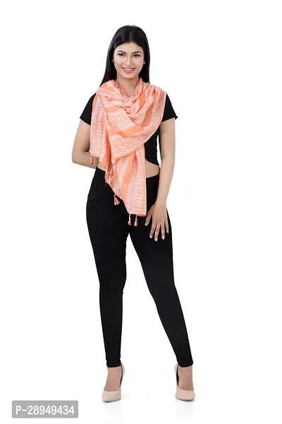 Women Printed Scarf Stole with Tassels-thumb3