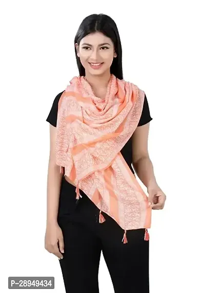 Women Printed Scarf Stole with Tassels-thumb0