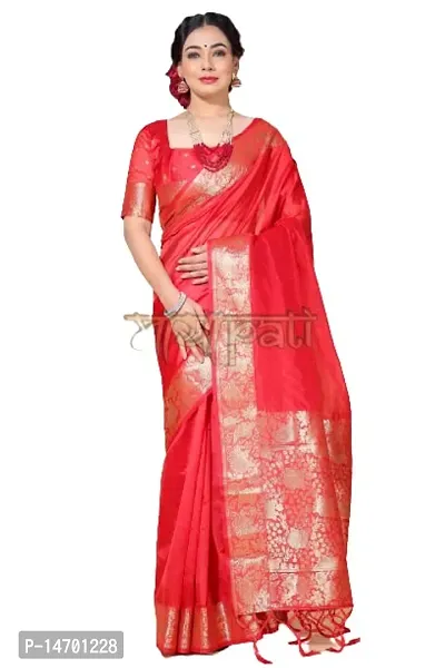 Mayapati Zari Woven Organza Saree|5.5M| for Women with Unstitched Blouse |0.8M| (Orange)-thumb0