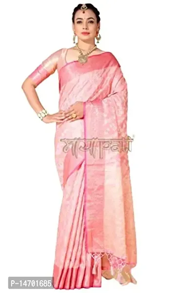 Mayapati Self Pattern Zari Woven Banarasi Silk Saree for Women with Unstitched Blouse-thumb0