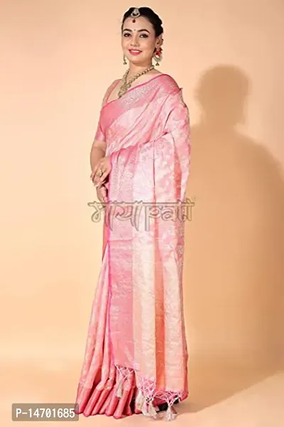 Mayapati Self Pattern Zari Woven Banarasi Silk Saree for Women with Unstitched Blouse-thumb3