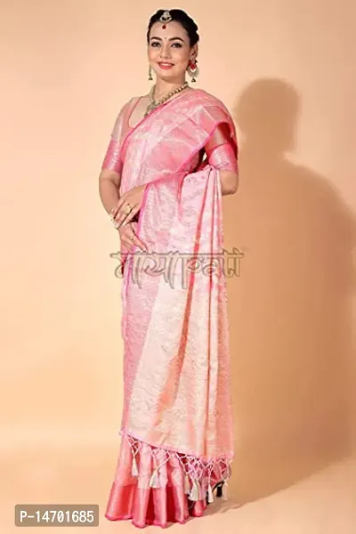 Mayapati Self Pattern Zari Woven Banarasi Silk Saree for Women with Unstitched Blouse-thumb2