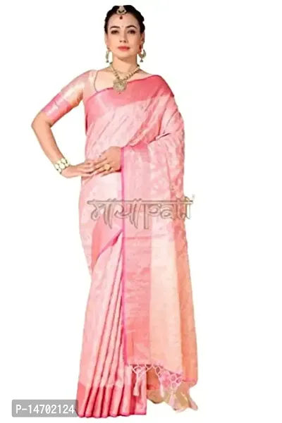 Mayapati Self Pattern Zari Woven Banarasi Silk Saree for Women with Unstitched Blouse