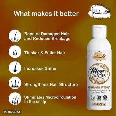 RabendaRice Water Hair Shampoo Helps for Hair Grow Long, Damage Hair, Hairfall Control, Enriched with  Argan, Paraben Free and Sulphate Free, Hair Shampoo, Suitable for All Hair Types  (200 ml) Pack Of 2-thumb3